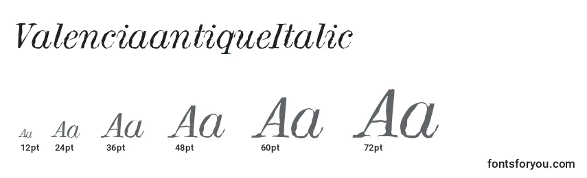 Размеры шрифта ValenciaantiqueItalic