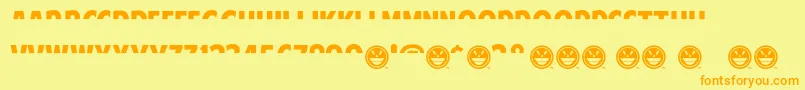 フォントAmericanPurposeStripe1NormalItalic – オレンジの文字が黄色の背景にあります。