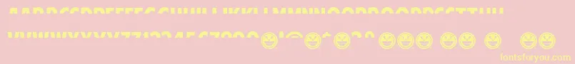 AmericanPurposeStripe1NormalItalic-Schriftart – Gelbe Schriften auf rosa Hintergrund