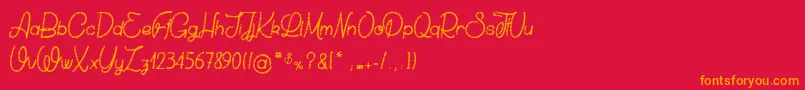 フォントChickenSocks – 赤い背景にオレンジの文字