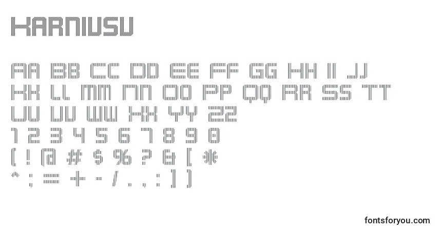 A fonte Karnivsv – alfabeto, números, caracteres especiais