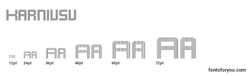 Размеры шрифта Karnivsv