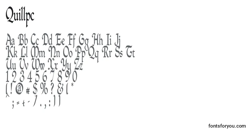 A fonte Quillpc – alfabeto, números, caracteres especiais