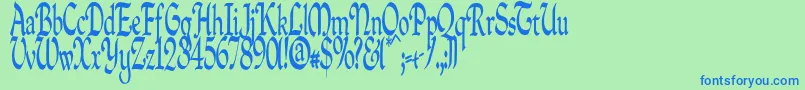 Шрифт Quillpc – синие шрифты на зелёном фоне