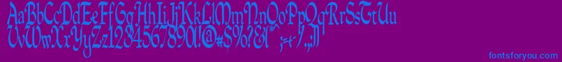 Fonte Quillpc – fontes azuis em um fundo violeta