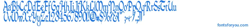 Quillpc-Schriftart – Blaue Schriften auf weißem Hintergrund