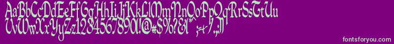 Quillpc-fontti – vihreät fontit violetilla taustalla