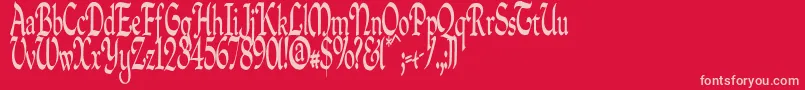 フォントQuillpc – 赤い背景にピンクのフォント