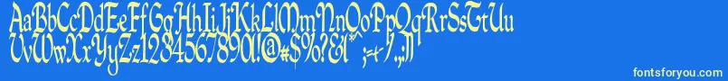 Quillpc-Schriftart – Gelbe Schriften auf blauem Hintergrund
