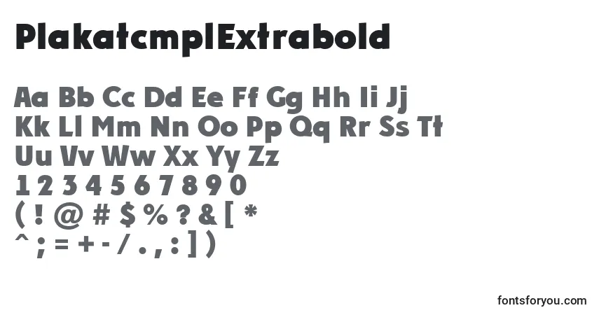A fonte PlakatcmplExtrabold – alfabeto, números, caracteres especiais
