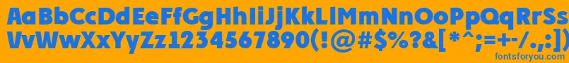 PlakatcmplExtrabold-Schriftart – Blaue Schriften auf orangefarbenem Hintergrund