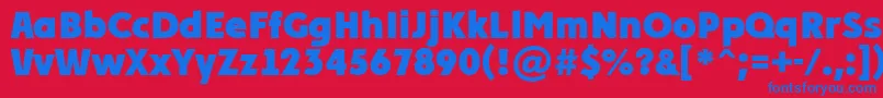 Czcionka PlakatcmplExtrabold – niebieskie czcionki na czerwonym tle