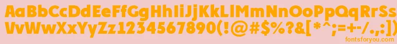 フォントPlakatcmplExtrabold – オレンジの文字がピンクの背景にあります。