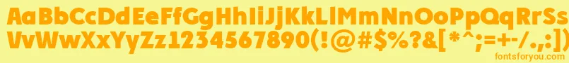 PlakatcmplExtrabold-Schriftart – Orangefarbene Schriften auf gelbem Hintergrund