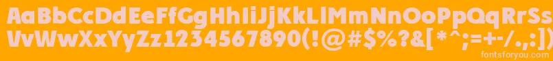 PlakatcmplExtrabold-fontti – vaaleanpunaiset fontit oranssilla taustalla