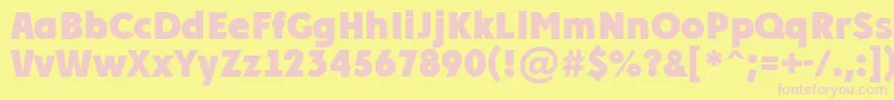 Fonte PlakatcmplExtrabold – fontes rosa em um fundo amarelo