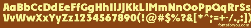 PlakatcmplExtrabold-fontti – keltaiset fontit ruskealla taustalla