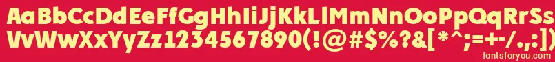 Fonte PlakatcmplExtrabold – fontes amarelas em um fundo vermelho