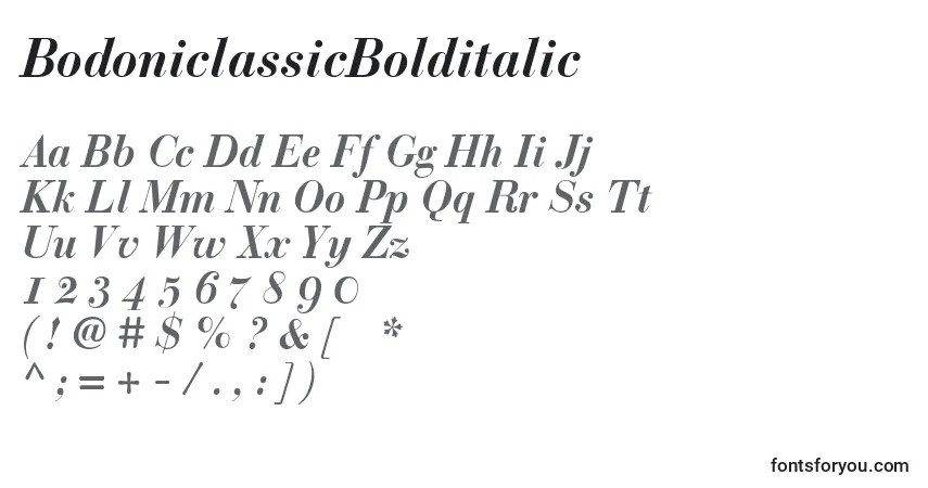Fuente BodoniclassicBolditalic - alfabeto, números, caracteres especiales