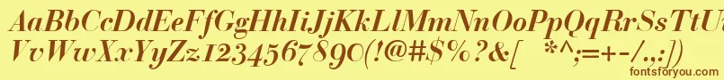 BodoniclassicBolditalic Font – Brown Fonts on Yellow Background