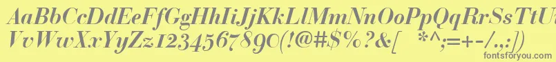Weitere Informationen zur BodoniclassicBolditalic-Schriftart BodoniclassicBolditalic-Schriftart – Graue Schriften auf gelbem Hintergrund