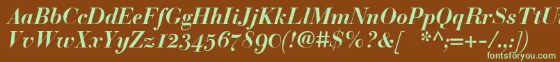 BodoniclassicBolditalic Font – Green Fonts on Brown Background