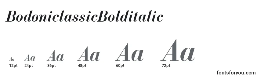 Размеры шрифта BodoniclassicBolditalic