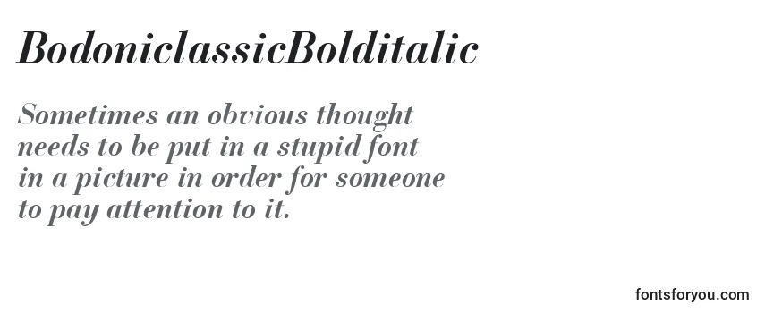 Überblick über die Schriftart BodoniclassicBolditalic