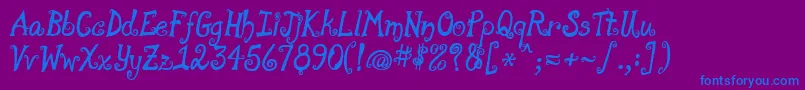MoonpieALaMonde-Schriftart – Blaue Schriften auf violettem Hintergrund