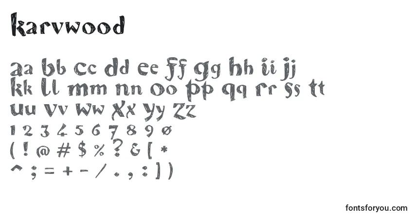Schriftart Karvwood – Alphabet, Zahlen, spezielle Symbole