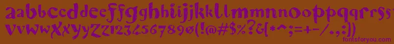 Karvwood Font – Purple Fonts on Brown Background