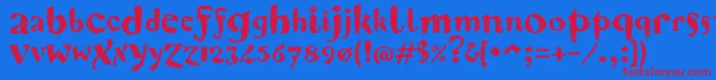 Karvwood Font – Red Fonts on Blue Background