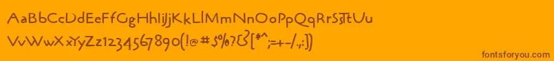 Czcionka BrushpenmkMedium – brązowe czcionki na pomarańczowym tle