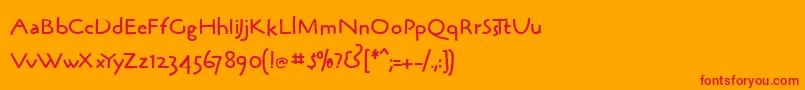 BrushpenmkMedium Font – Red Fonts on Orange Background