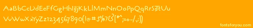 BrushpenmkMedium-fontti – keltaiset fontit oranssilla taustalla