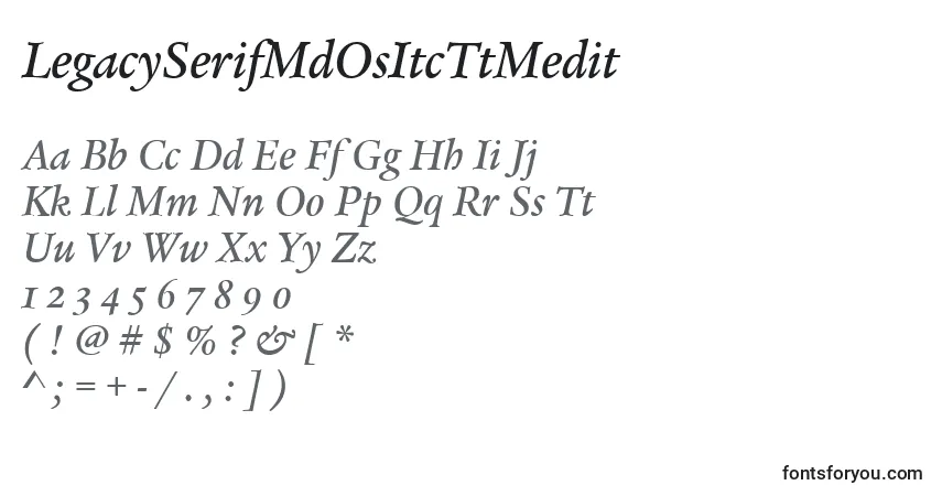 Шрифт LegacySerifMdOsItcTtMedit – алфавит, цифры, специальные символы