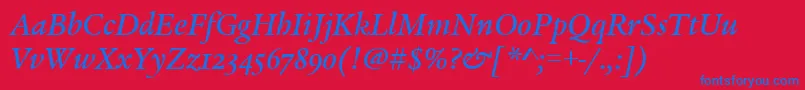 LegacySerifMdOsItcTtMedit Font – Blue Fonts on Red Background