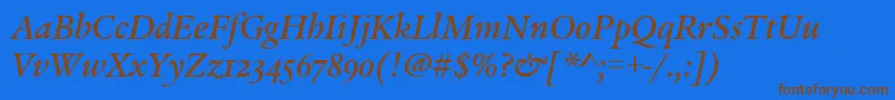 LegacySerifMdOsItcTtMedit-Schriftart – Braune Schriften auf blauem Hintergrund