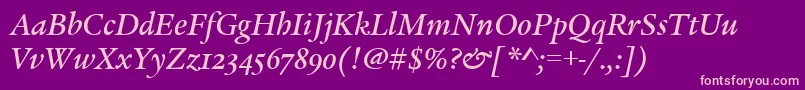 LegacySerifMdOsItcTtMedit Font – Pink Fonts on Purple Background