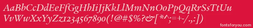 LegacySerifMdOsItcTtMedit Font – Pink Fonts on Red Background