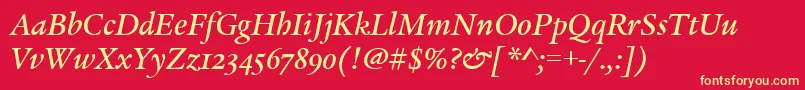 LegacySerifMdOsItcTtMedit Font – Yellow Fonts on Red Background