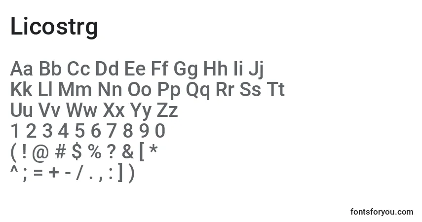 Шрифт Licostrg – алфавит, цифры, специальные символы