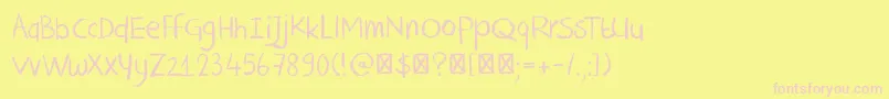 DkCrayonCrumble-Schriftart – Rosa Schriften auf gelbem Hintergrund