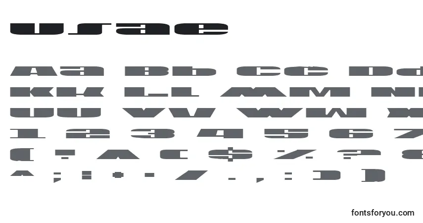 Schriftart Usae – Alphabet, Zahlen, spezielle Symbole