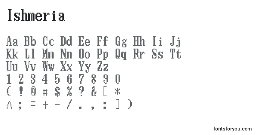 Schriftart Ishmeria – Alphabet, Zahlen, spezielle Symbole