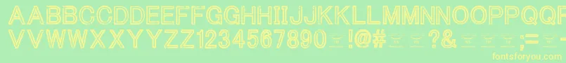 ThacoolkidzRegular-Schriftart – Gelbe Schriften auf grünem Hintergrund