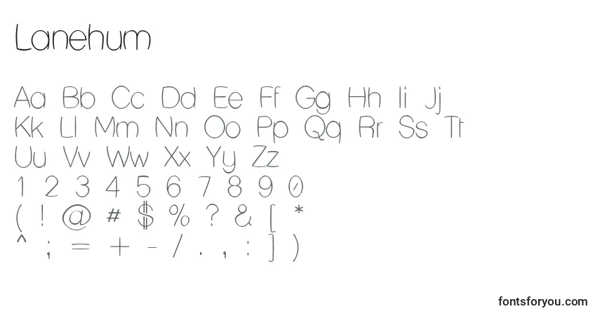 Schriftart Lanehum – Alphabet, Zahlen, spezielle Symbole
