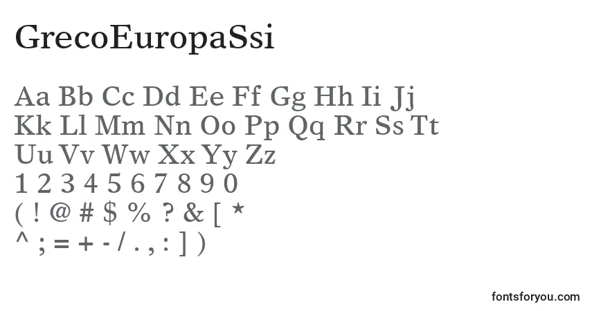 Шрифт GrecoEuropaSsi – алфавит, цифры, специальные символы