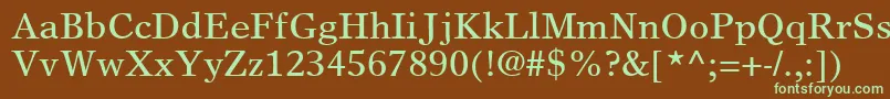 フォントGrecoEuropaSsi – 緑色の文字が茶色の背景にあります。