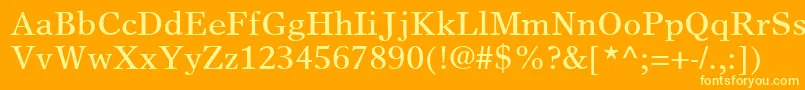 GrecoEuropaSsi-fontti – keltaiset fontit oranssilla taustalla